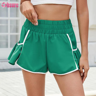 Vrouwen High Waist Athletic Running Shorts Workout Gym Quick Dry Flowy Shorts met zakken Solid Color Quick Drying Shorts