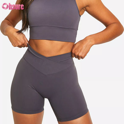 Groothandel Gym Crossover Yoga Sports Shorts Geen voornaad Shorts Running Shorts voor Vrouw