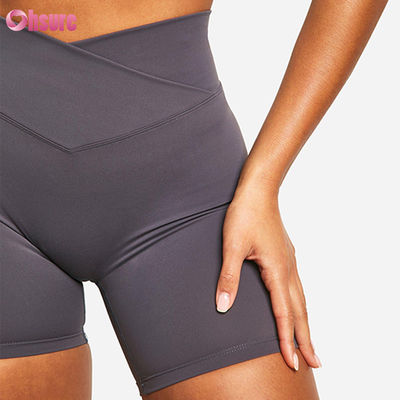 Groothandel Gym Crossover Yoga Sports Shorts Geen voornaad Shorts Running Shorts voor Vrouw