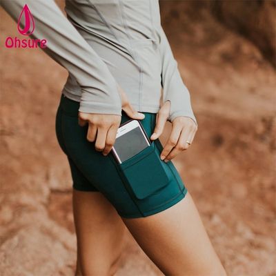 Gym korte broek aangepaste workout biker shorts vrouwen fitness shorts met zijzakken workout hoge taille biker shorts 10-12 dagen