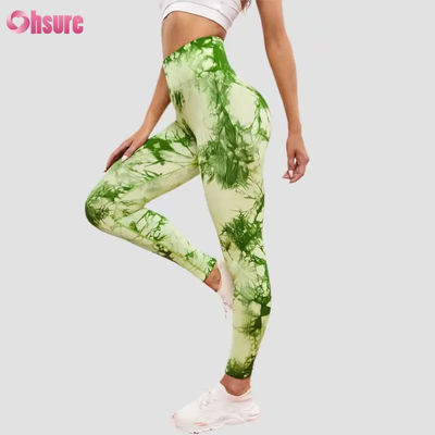 Nieuwe Mode 2024 Hoge Taille Fitnessbroek Sneldrogende Hardloop Yoga Broek Elastische Taille Slim Fit Sport Tights Tie Dye Design