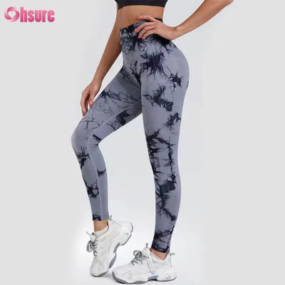 Nieuwe Mode 2024 Hoge Taille Fitnessbroek Sneldrogende Hardloop Yoga Broek Elastische Taille Slim Fit Sport Tights Tie Dye Design