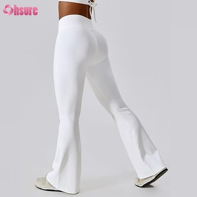 Op maat gemaakte flare broek fitness dames leggings V-vorm tailleband yogabroek