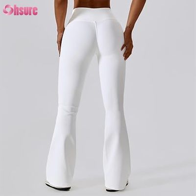 Op maat gemaakte flare broek fitness dames leggings V-vorm tailleband yogabroek