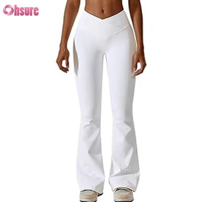 Op maat gemaakte flare broek fitness dames leggings V-vorm tailleband yogabroek
