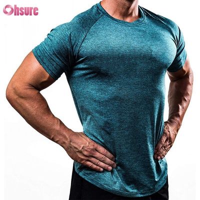 88% Polyester 12% Spandex 180/210GSM Bedrukte Zeefdruk Fitness Gym Kleding Actieve Casual T-shirt voor Heren Sport Tops Groothandel