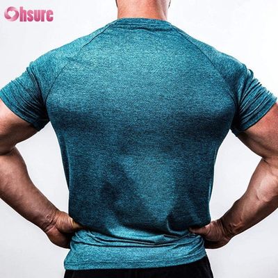 88% Polyester 12% Spandex 180/210GSM Bedrukte Zeefdruk Fitness Gym Kleding Actieve Casual T-shirt voor Heren Sport Tops Groothandel