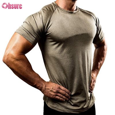 88% Polyester 12% Spandex 180/210GSM Bedrukte Zeefdruk Fitness Gym Kleding Actieve Casual T-shirt voor Heren Sport Tops Groothandel