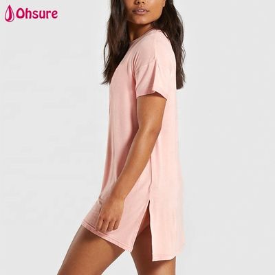 Gepersonaliseerd 95% katoen 5% spandex vrouwen met gesplitste rom lange oversized losse fit gym sport T-shirt