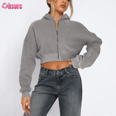 Dames Fitness Jas met Volledige Ritssluiting, Korte Lengte, Comfortabel, Rekbaar, Zacht, Thermisch, Winddicht, Vierweg Stretch, Naadloos, Winter, Met Capuchon