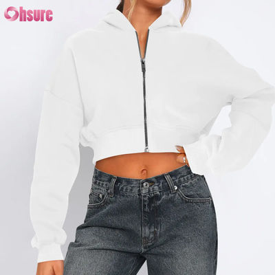 Dames Fitness Jas met Volledige Ritssluiting, Korte Lengte, Comfortabel, Rekbaar, Zacht, Thermisch, Winddicht, Vierweg Stretch, Naadloos, Winter, Met Capuchon