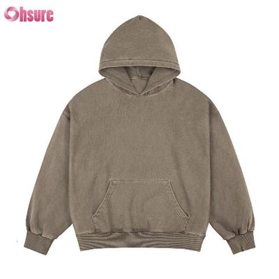Hete Verkoop 100% Katoen Zuur Gewassen Oversized Custom Private logo Box Fit Hoodie voor Heren