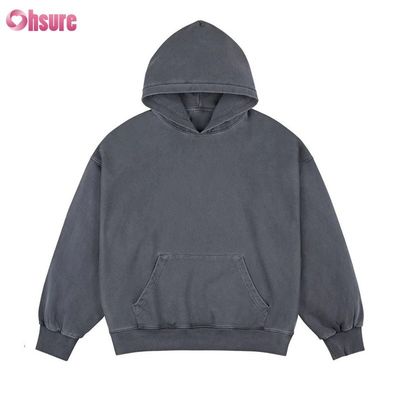 Hete Verkoop 100% Katoen Zuur Gewassen Oversized Custom Private logo Box Fit Hoodie voor Heren