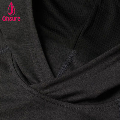 Hot Selling Heren Yoga Hoodie Sneldrogend Mesh-gevoerd Wrapover Capuchon Regular Fit voor Gym Training Aangepast Logo Effen Patroon Herfst