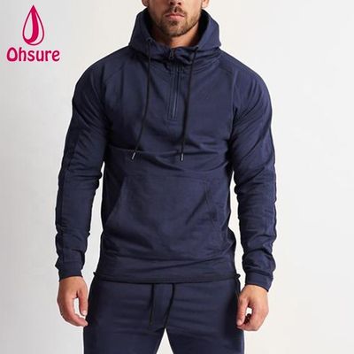 Mensen sport pullover hoodie winter warm fitness hardlopen sweatshirt met rits en print design