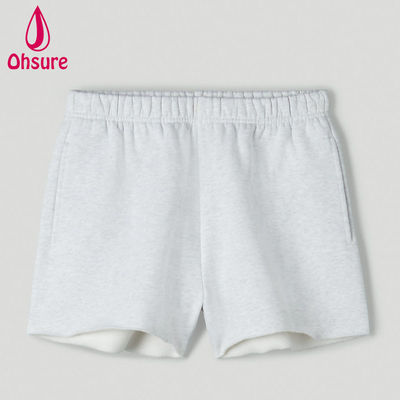 Groothandel Custom Logo High-waisted Sweat Shorts Women Fitness Gym Training Shorts High Waist Loose Inseam Pockets Raw Hem Casual
