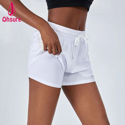 Hoogwaardige vrouwen 2 in 1 gymbroek Mesh Quick Dry Sportswear Loose Fit Yoga broek Custom Running Shorts