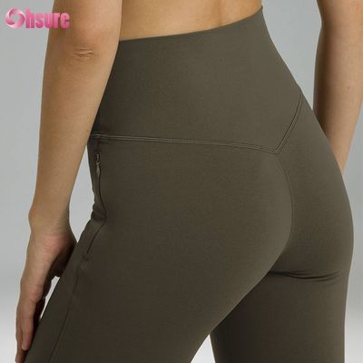 80% nylon 20% spandex blend 220 gram naakte zachte sportschoenen elastische tailleband workout flare leggings voor vrouwen