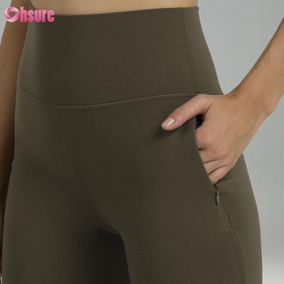 80% nylon 20% spandex blend 220 gram naakte zachte sportschoenen elastische tailleband workout flare leggings voor vrouwen