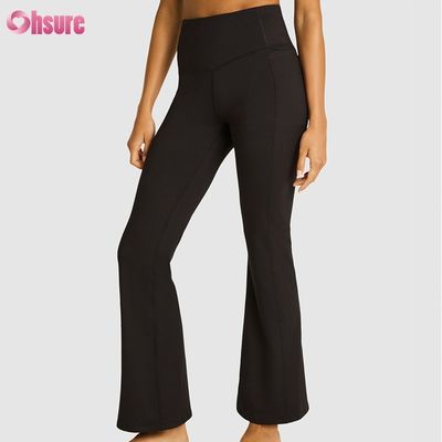 80% nylon 20% spandex mix 220 gram gym broek elastische tailleband workout flare leggings voor dames volledige 1 stuk hoge spandex broek