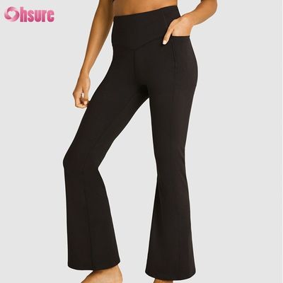 80% nylon 20% spandex mix 220 gram gym broek elastische tailleband workout flare leggings voor dames volledige 1 stuk hoge spandex broek