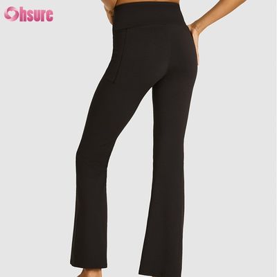 80% nylon 20% spandex mix 220 gram gym broek elastische tailleband workout flare leggings voor dames volledige 1 stuk hoge spandex broek