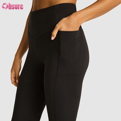 80% nylon 20% spandex mix 220 gram gym broek elastische tailleband workout flare leggings voor dames volledige 1 stuk hoge spandex broek