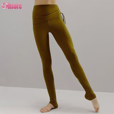 Gymbroeken van gerecycled nylon en spandexmix, verstelbaar trekkoord, workout leggings voor dames, 1 stuk, hoge yoga-kleding, volledige lengte