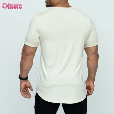 T-shirt met gebogen zoom Blanco Custom 95% Bamboe 5% Spandex Gepersonaliseerd Bedrukte Heren T-shirts