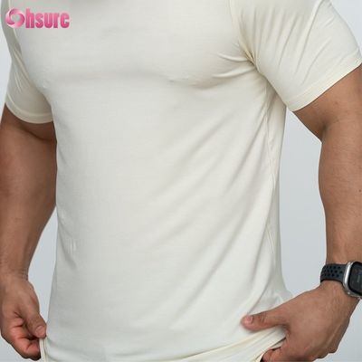 T-shirt met gebogen zoom Blanco Custom 95% Bamboe 5% Spandex Gepersonaliseerd Bedrukte Heren T-shirts