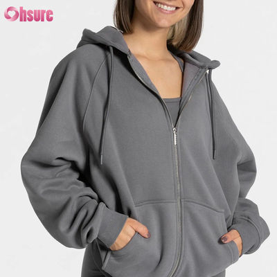 Dames Hoogwaardige Oversized Zip Pullover Sweatshirt met Effen Aangepast Logo Uniek Design Fleece Hoodies voor Winter
