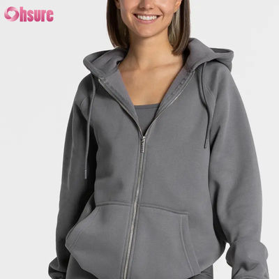 Dames Hoogwaardige Oversized Zip Pullover Sweatshirt met Effen Aangepast Logo Uniek Design Fleece Hoodies voor Winter
