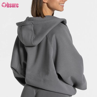 Dames Hoogwaardige Oversized Zip Pullover Sweatshirt met Effen Aangepast Logo Uniek Design Fleece Hoodies voor Winter