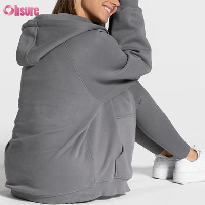 Dames Hoogwaardige Oversized Zip Pullover Sweatshirt met Effen Aangepast Logo Uniek Design Fleece Hoodies voor Winter