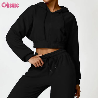 2025 NEW Fashion Hoodie Jacket met Zipper Hood Loose Long Sleeve Design voor Gym Sport Fitness