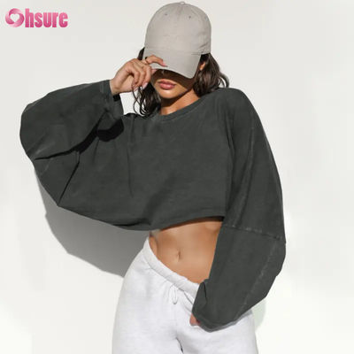 2025 Nieuwe Mode Lichtgewicht Hooded Oversized Dames Hoodies Crewneck en Jogger Crop Top