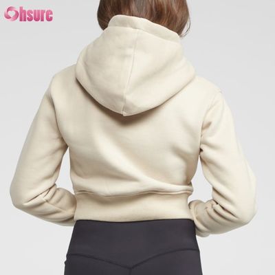 Custom Plain Sweatshirt Vrouwen Hoodies Print Heavy Weight Top Cropped Cotton Casual Short Winter Print Patroon Gebreide Hooded