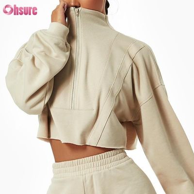 Aangepaste Logo Aangepaste Effen Sweatshirt Dames Hoodies Print Zwaar Gewicht Katoen Casual Korte Sets Dames Tweedelige Winter Gebreid