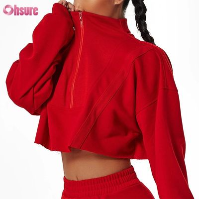 Aangepaste Logo Aangepaste Effen Sweatshirt Dames Hoodies Print Zwaar Gewicht Katoen Casual Korte Sets Dames Tweedelige Winter Gebreid