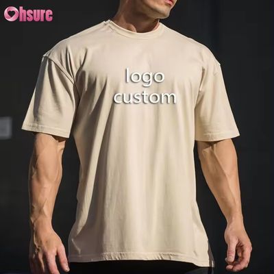 Custom Mensen Sport Top Gym Hoog Elastiek Kortmouw Fit Slim T-shirt