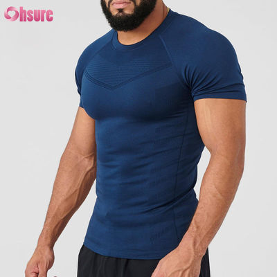Aangepaste polyester korte mouw lichtgewicht sneldrogend geschikt voor hardlopen fitness heren compressie spier fitness T-shirt