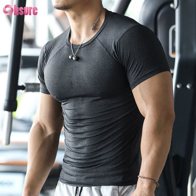 Heren Sportkleding Top Sport Sneldrogend Strak Atletisch Bodybuilding Polyester T-shirt Heren Fitness Shirt Gym Shirt voor Heren