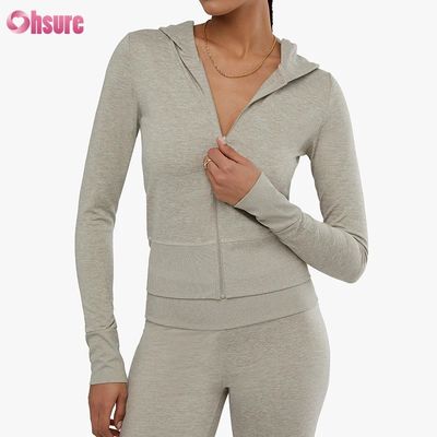 Custom High Quality Fitness Crop Active Full-Zip Workout Jacket met Pocket Side voor vrouwen
