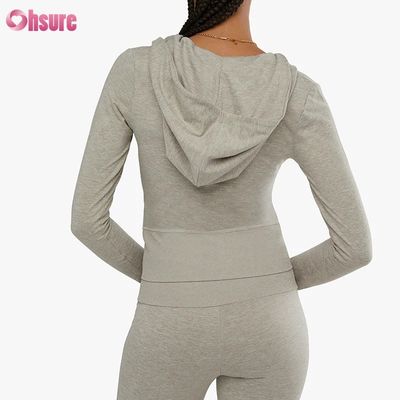 Custom High Quality Fitness Crop Active Full-Zip Workout Jacket met Pocket Side voor vrouwen