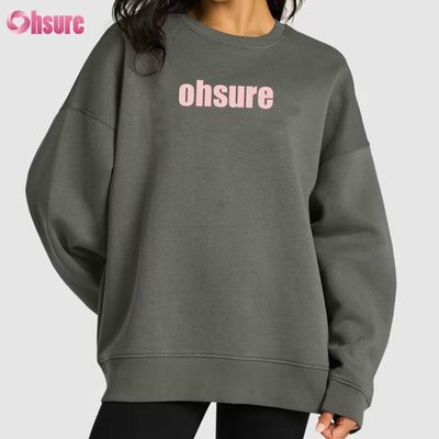 Custom Printed Long Pullover Sweatshirt voor vrouwen Casual Loose Round Neck Design met hoed voor wintersport Gebreide stof