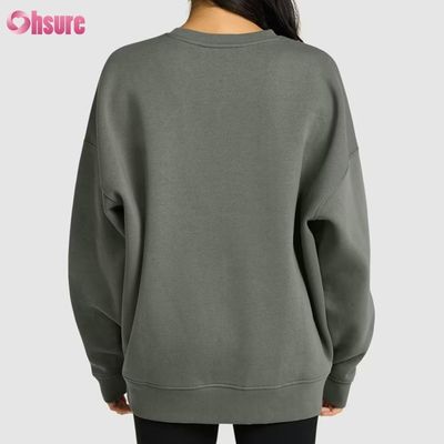 Custom Printed Long Pullover Sweatshirt voor vrouwen Casual Loose Round Neck Design met hoed voor wintersport Gebreide stof