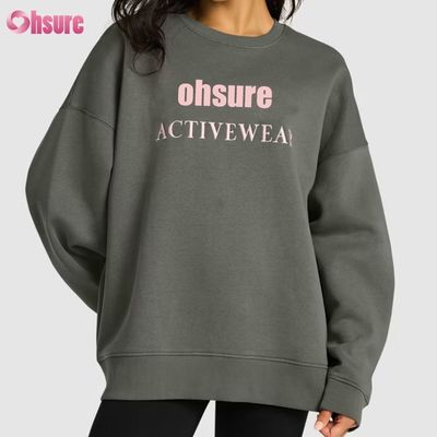 Custom Printed Long Pullover Sweatshirt voor vrouwen Casual Loose Round Neck Design met hoed voor wintersport Gebreide stof
