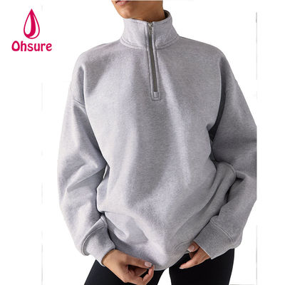 Ohsure Half Zip Pullover 1/4 Zip Sweatshirt Blank Oversized Long Sleeve Sweatshirt Vrouwen Hoodie Custom Cotton Hot Sale Vlies