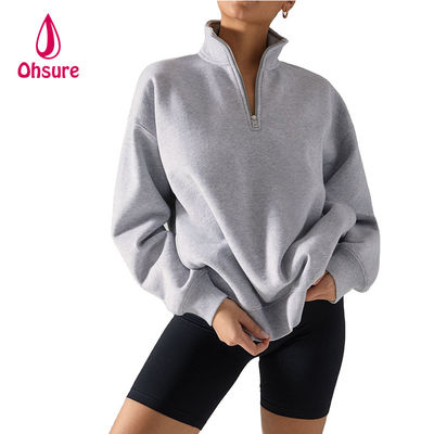 Ohsure Half Zip Pullover 1/4 Zip Sweatshirt Blank Oversized Long Sleeve Sweatshirt Vrouwen Hoodie Custom Cotton Hot Sale Vlies