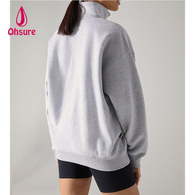 Ohsure Half Zip Pullover 1/4 Zip Sweatshirt Blank Oversized Long Sleeve Sweatshirt Vrouwen Hoodie Custom Cotton Hot Sale Vlies